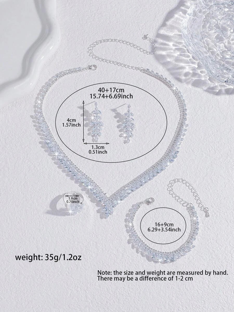 Bridal Rhinestone V-Shaped Jewelry Set