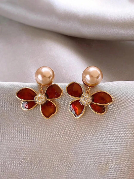 Amber Boho Plant Earrings