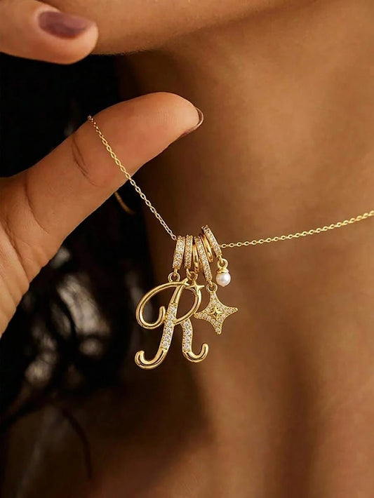 Zirconia Crystal Initial Necklace