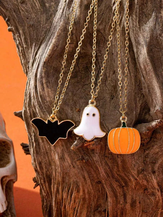 Dark Gothic Halloween Pendant Necklace Set
