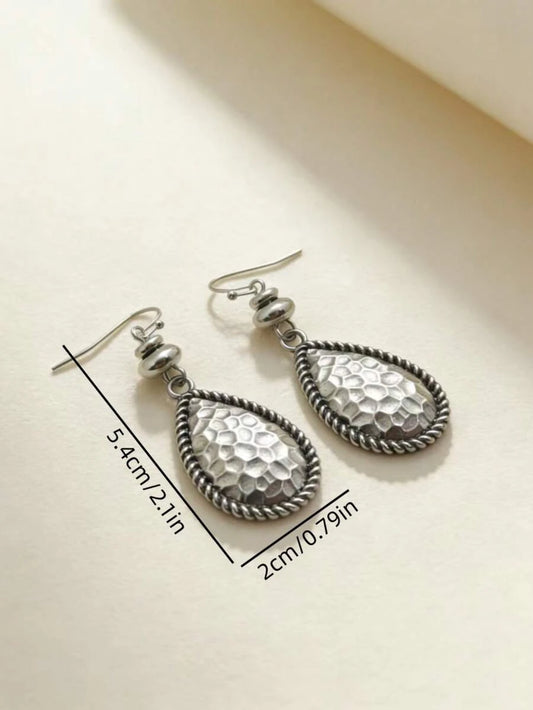 Vintage Hammered Water Drop Earrings