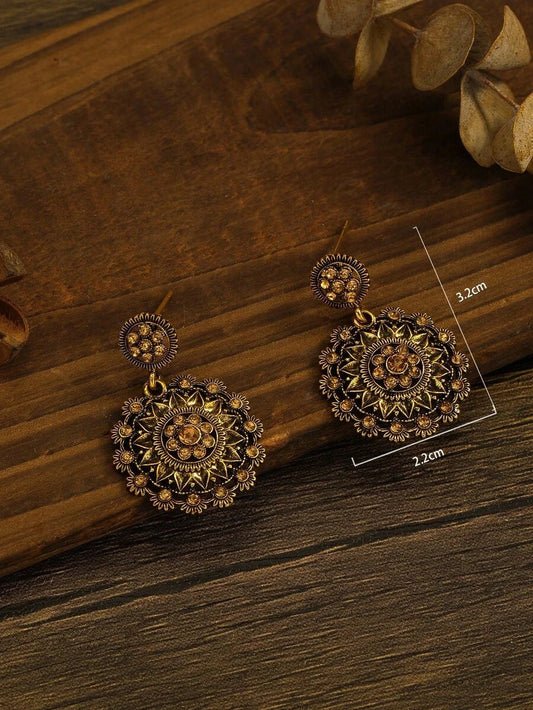 Vintage Floral Hollow Hoop Earrings