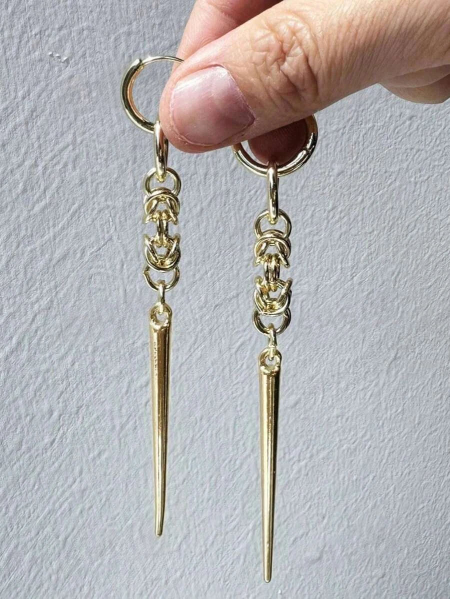 Gold Spiked Drop Earrings