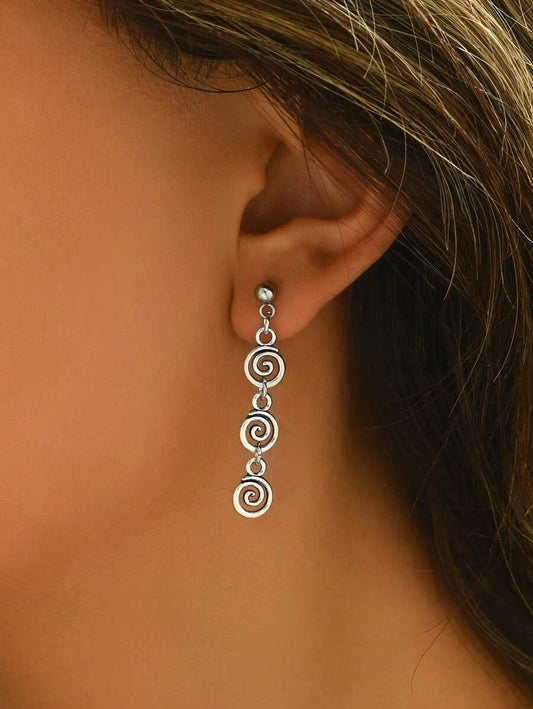 Retro Spiral Swirl Dangle Earrings