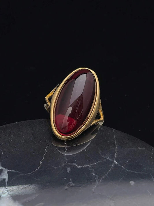 Gold Plated Stainless Steel Crystal Ring