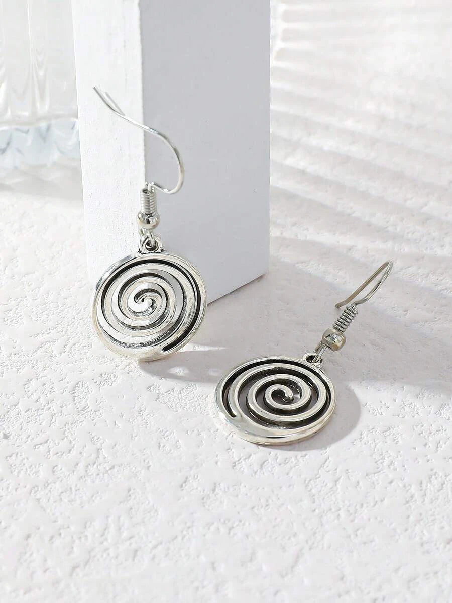 Retro Spiral Swirl Dangle Earrings