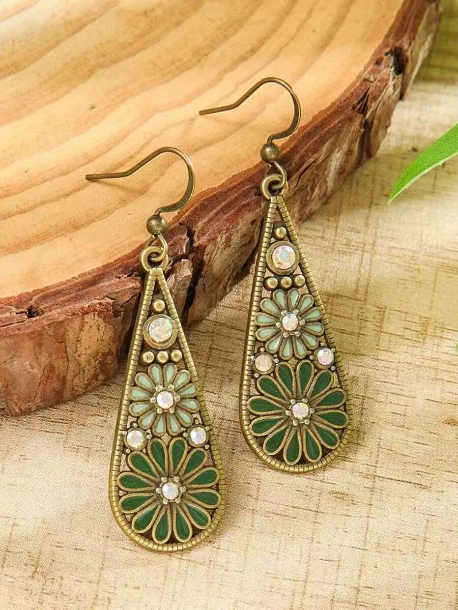 Vintage Floral Teardrop Earrings