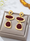 French Vintage Glazed Asymmetrical Geometric Earrings