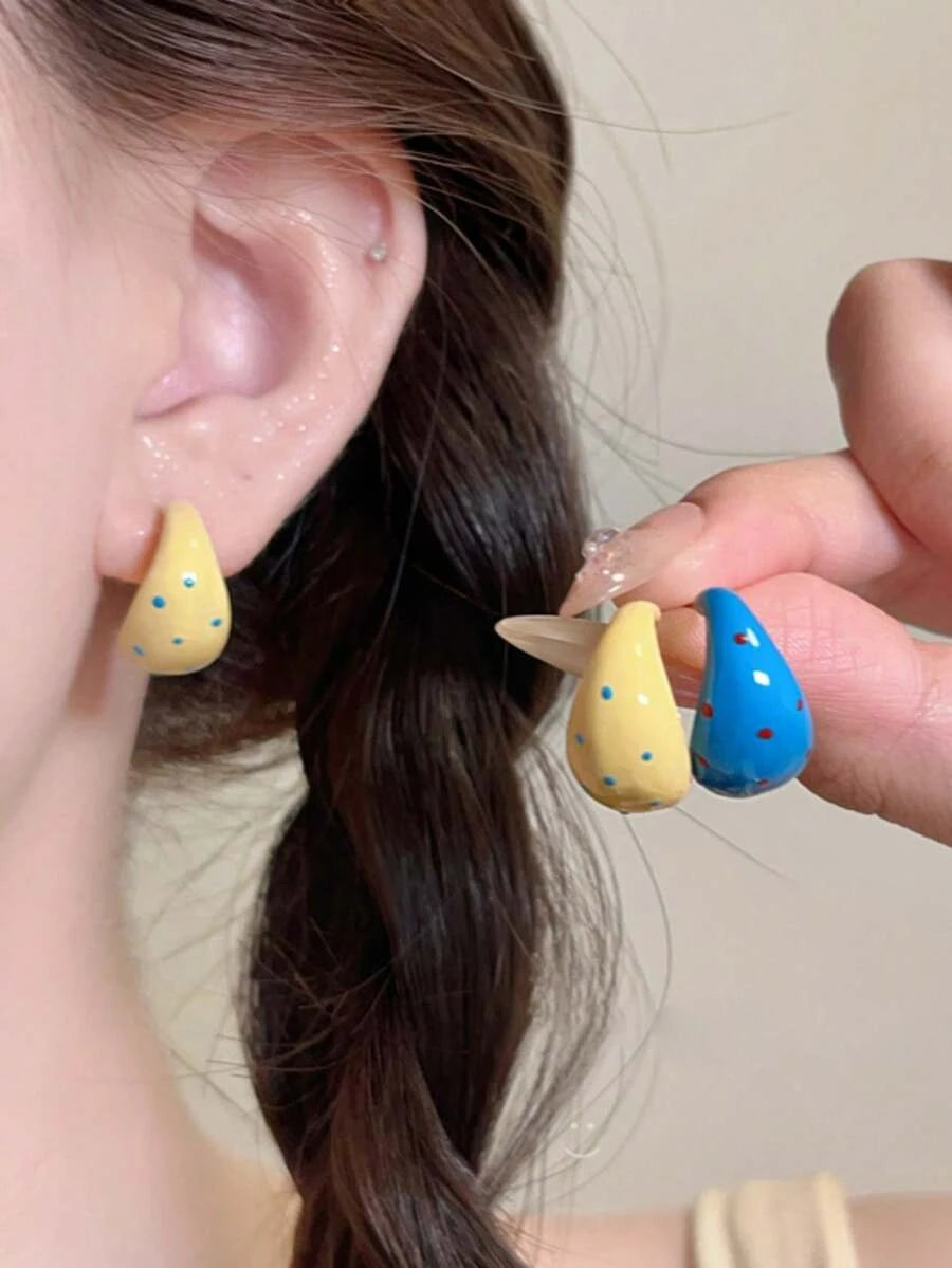 C-Shaped Polka Dot Earrings