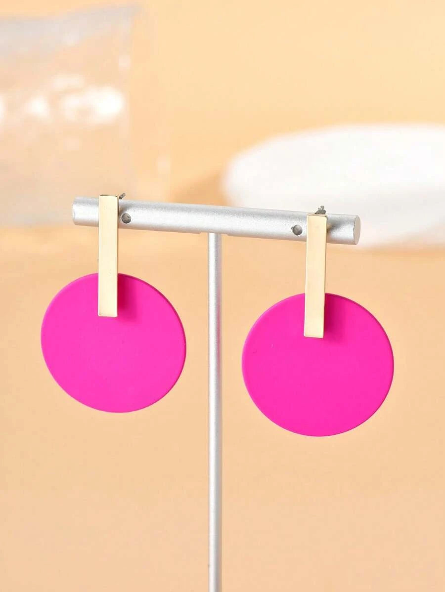 Geometric Enamel Circle Stud Earrings