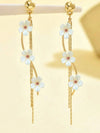 Floral Crystal Tassel Drop Earrings