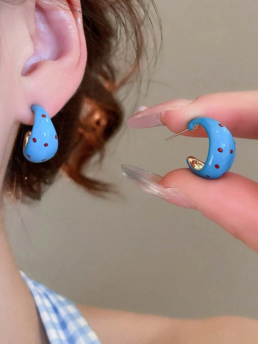 C-Shaped Polka Dot Earrings