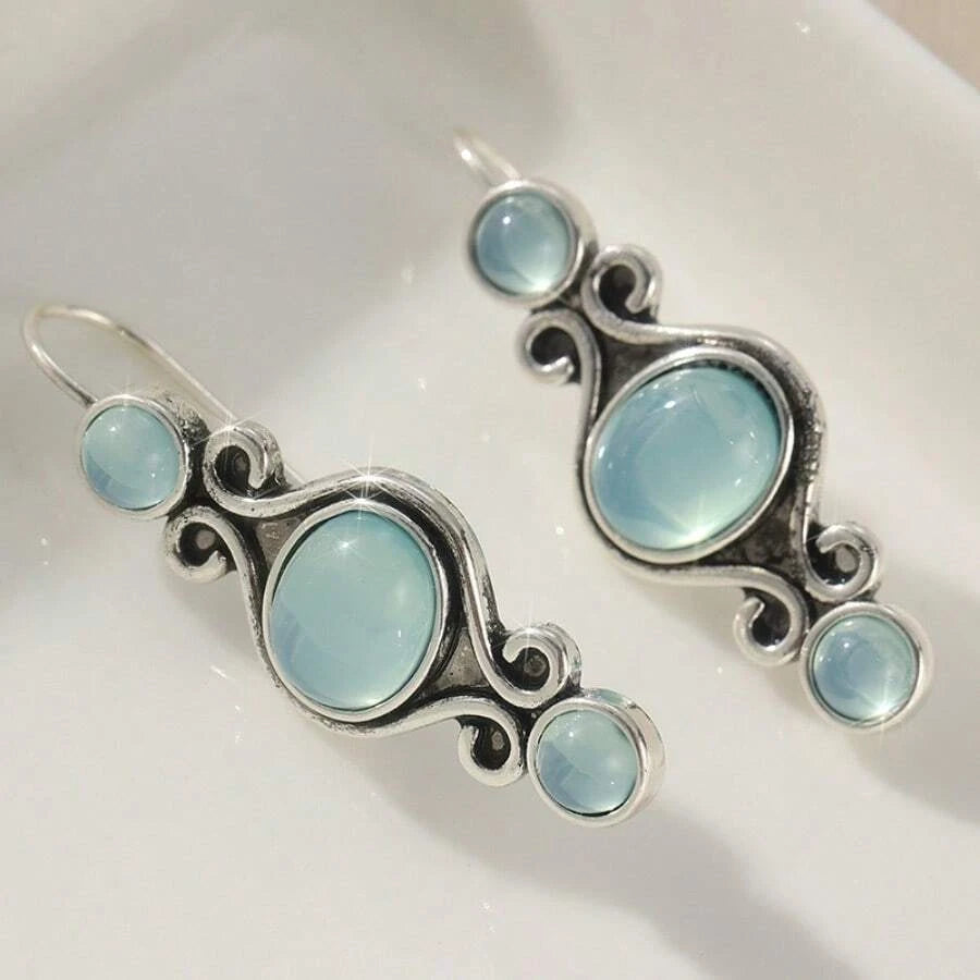 Floral Carved Bead Drop Earrings