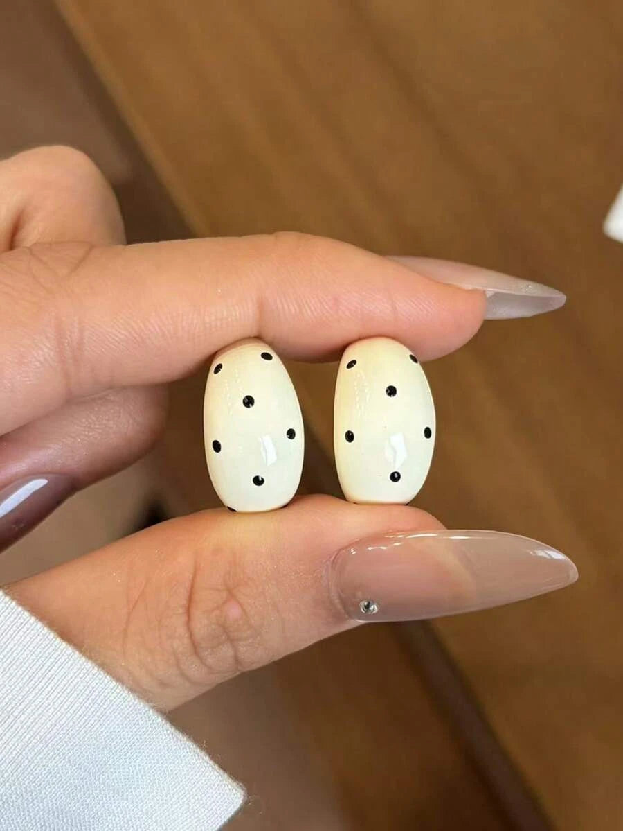C-Shaped Polka Dot Earrings