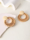 Handmade Woven Rattan Circle Earrings