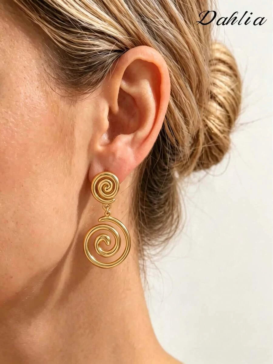 Gold Abstract Swirl Earrings