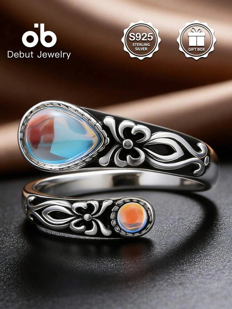 Sterling Silver Moonstone Spoon Ring