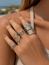 Stainless Steel Geometric Open Ring Set