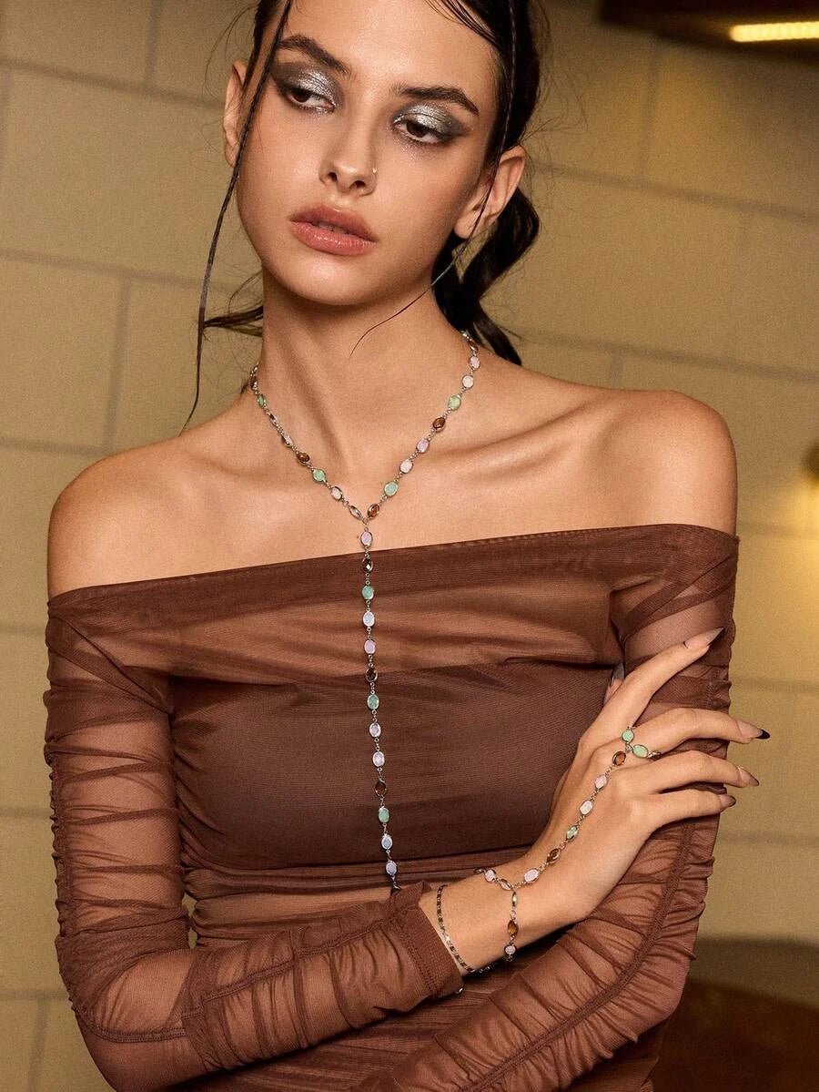Glisma 18K Gold-Plated Beaded Finger Chain