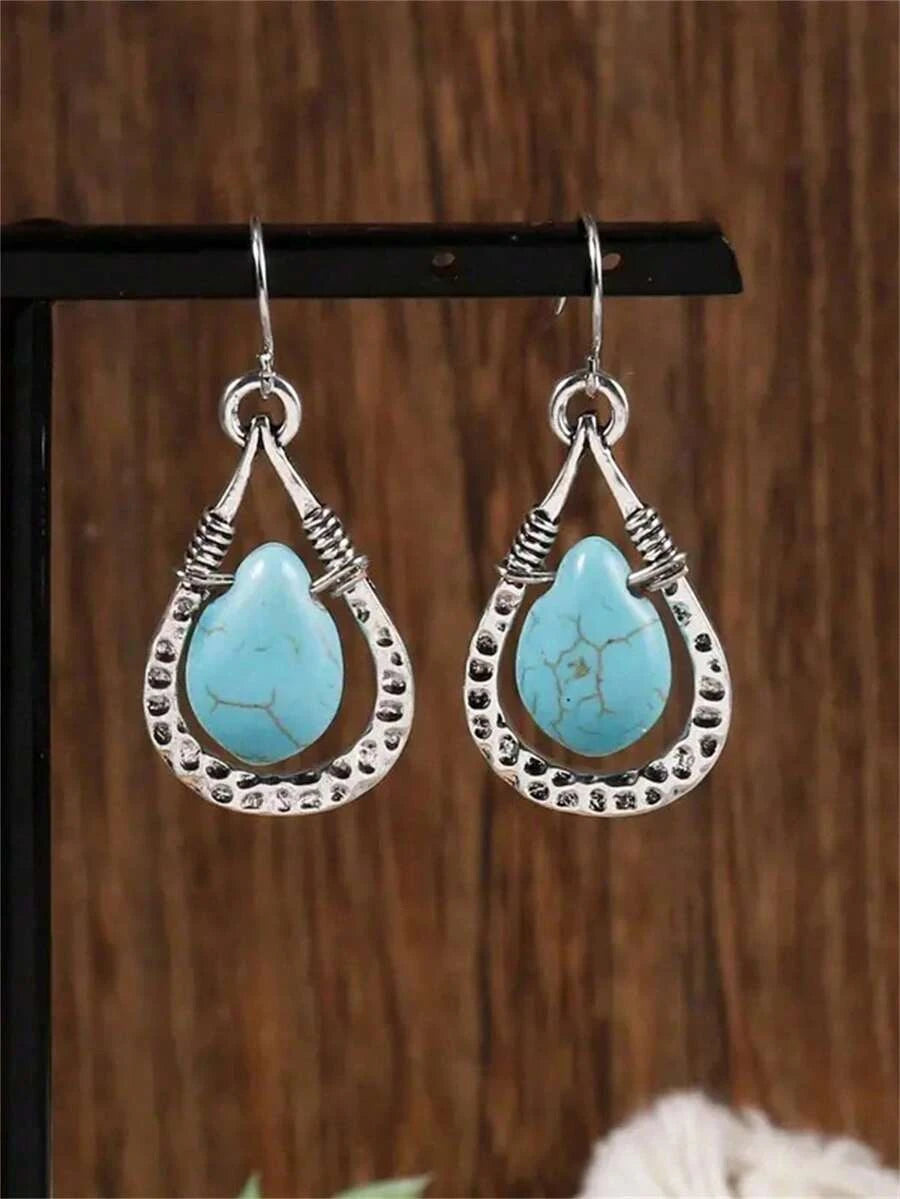 Bohemian Turquoise Teardrop Earrings