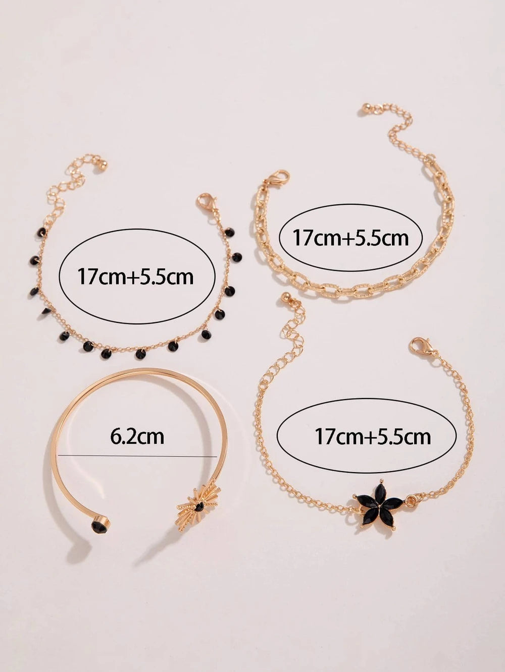 Minimalist Alloy Flower Tassel Bracelet Set