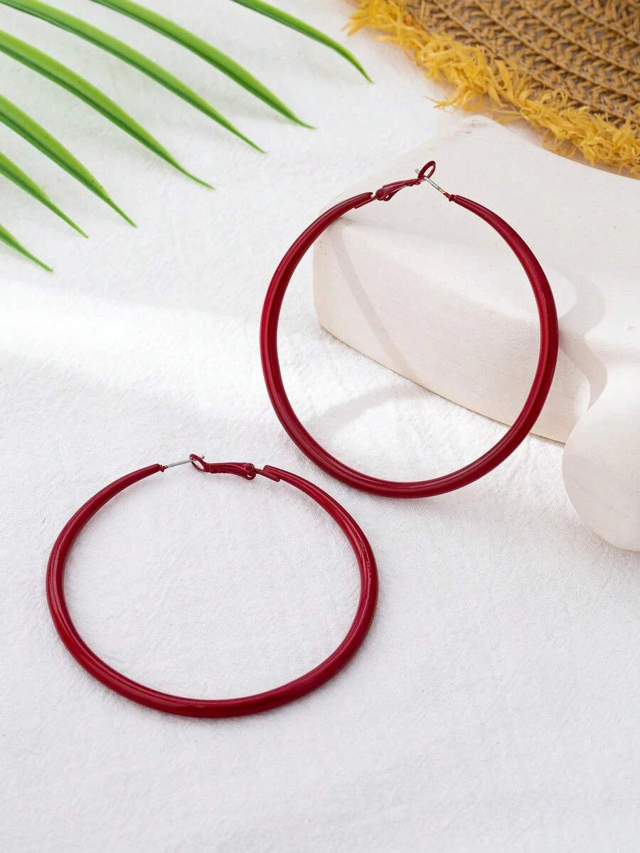 Vintage Red Spray Painted Hoop Earrings