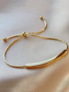 Gold Plated Stainless Steel Curved Tube Charm Bracelet