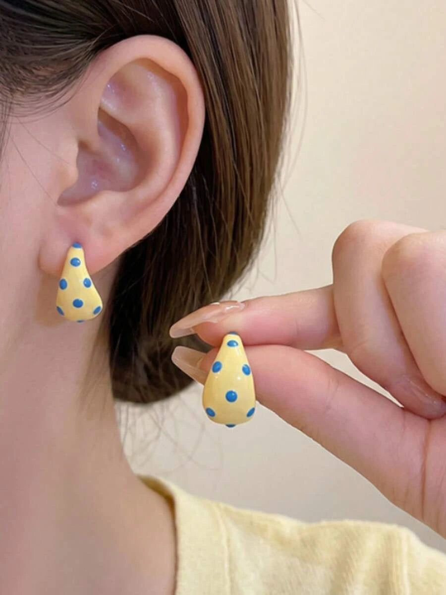 C-Shaped Polka Dot Earrings