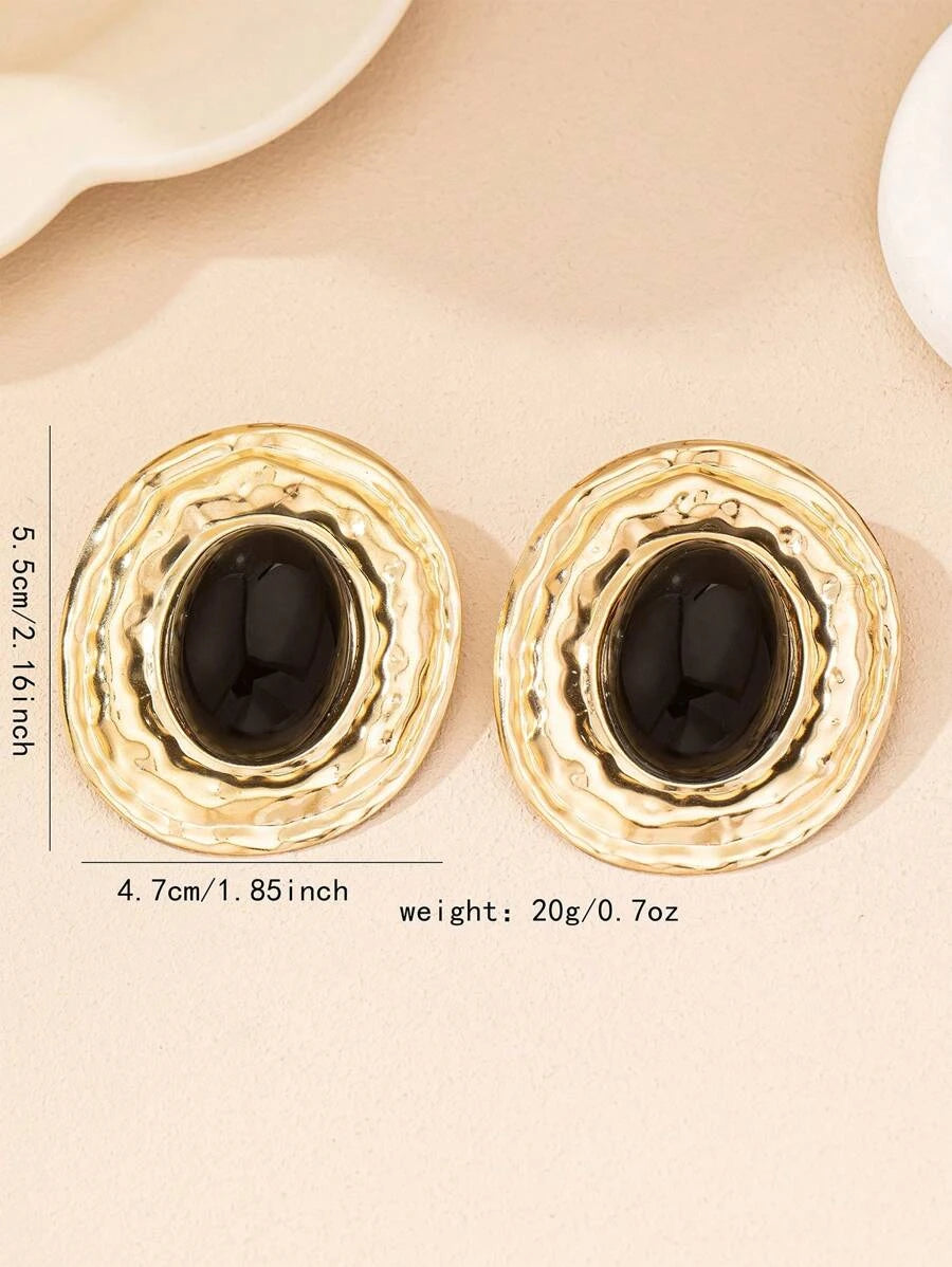 Vintage Textured Oval Pearl Earrings