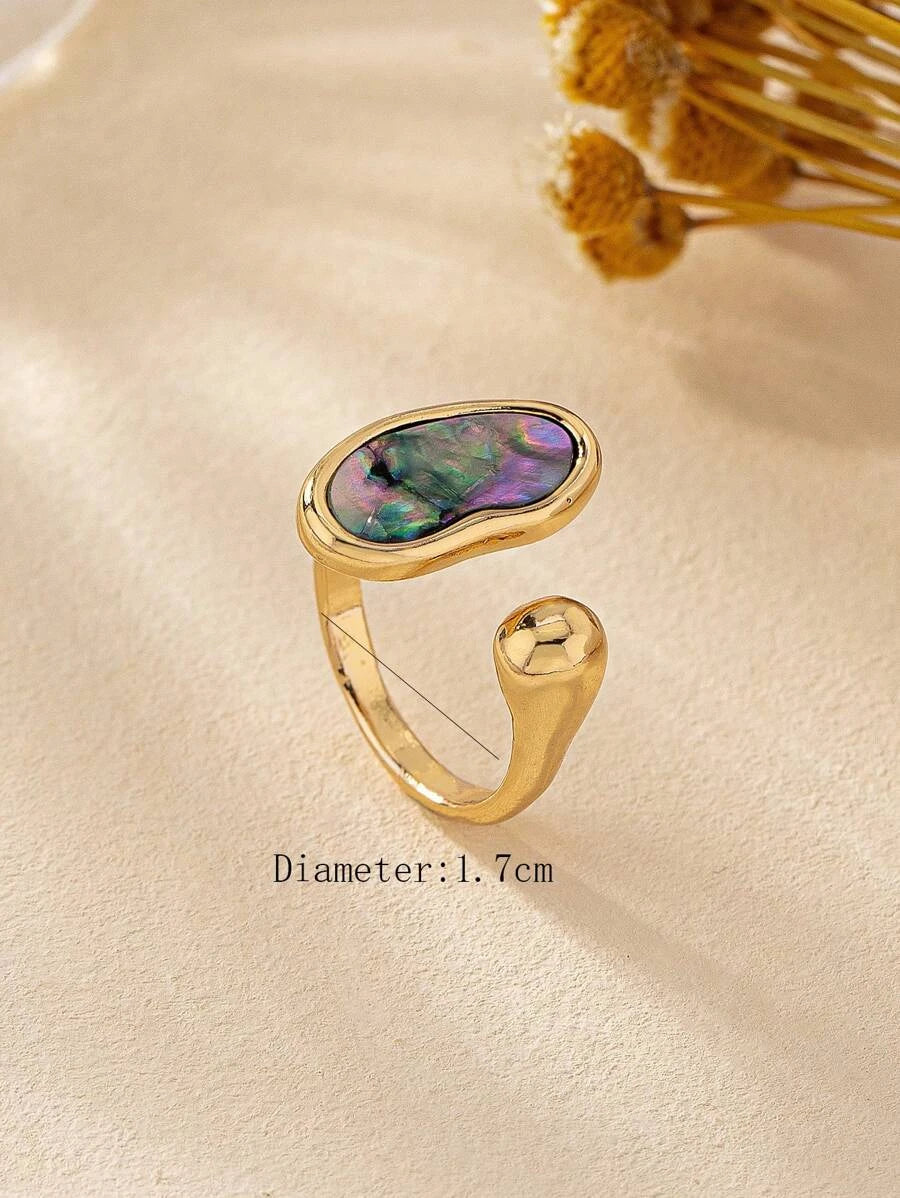 Gemstone Inlaid Single Opening Ring
