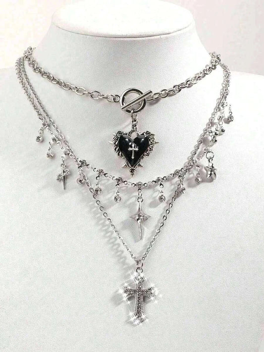 Gothic Punk Layered Necklace Set