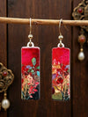 Oil Painting Floral Long Earrings