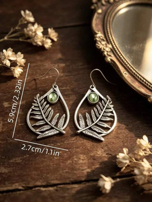 Vintage Bohemian Teardrop Fern Earrings