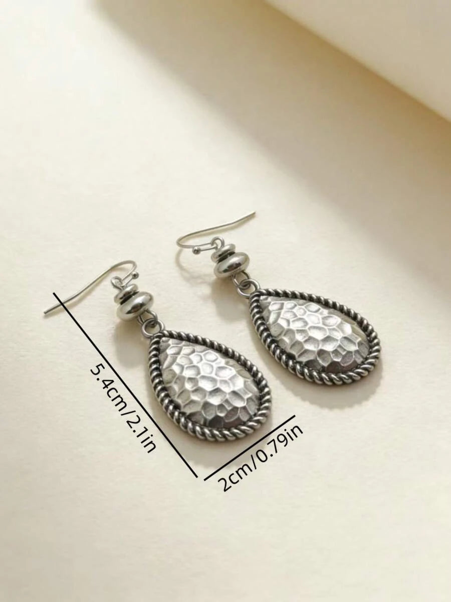 Vintage Hammered Round Pendant Earrings