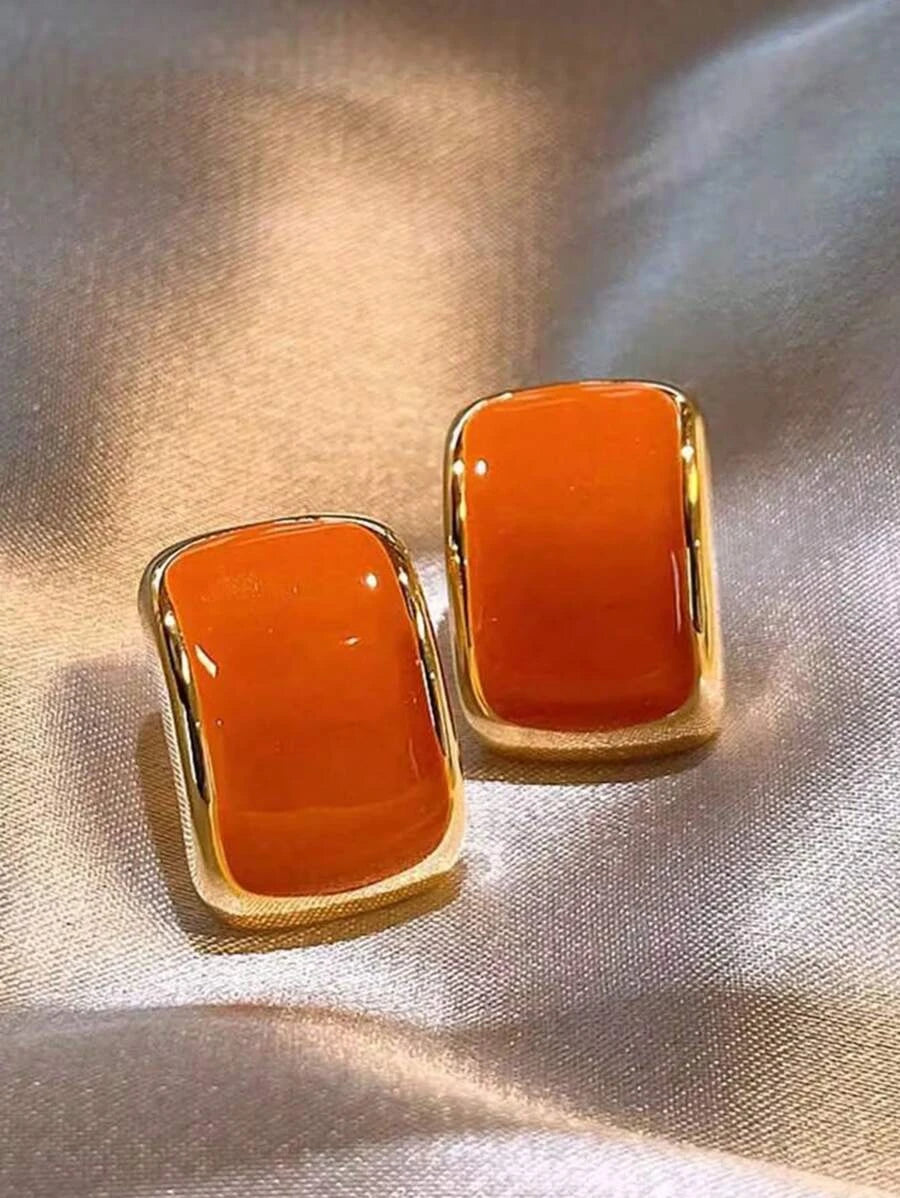 Geometric Oil Drip Square Earrings