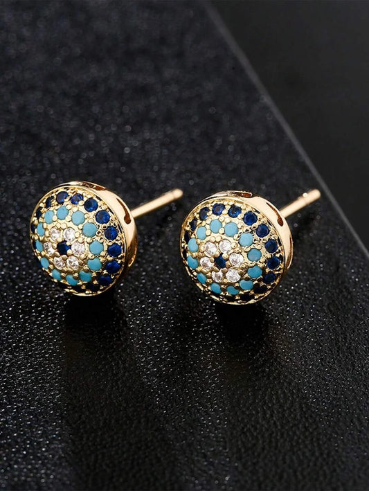 Vintage Vibe Zirconia Evil Eye Stud Earrings