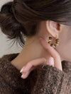 Tiger Eye Beaded Hoop Earrings