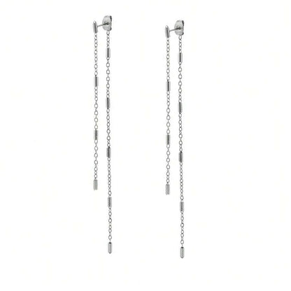 Minimalist Tassel Chain Pendant Earrings