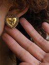 Vintage Carved Heart Stud Earrings