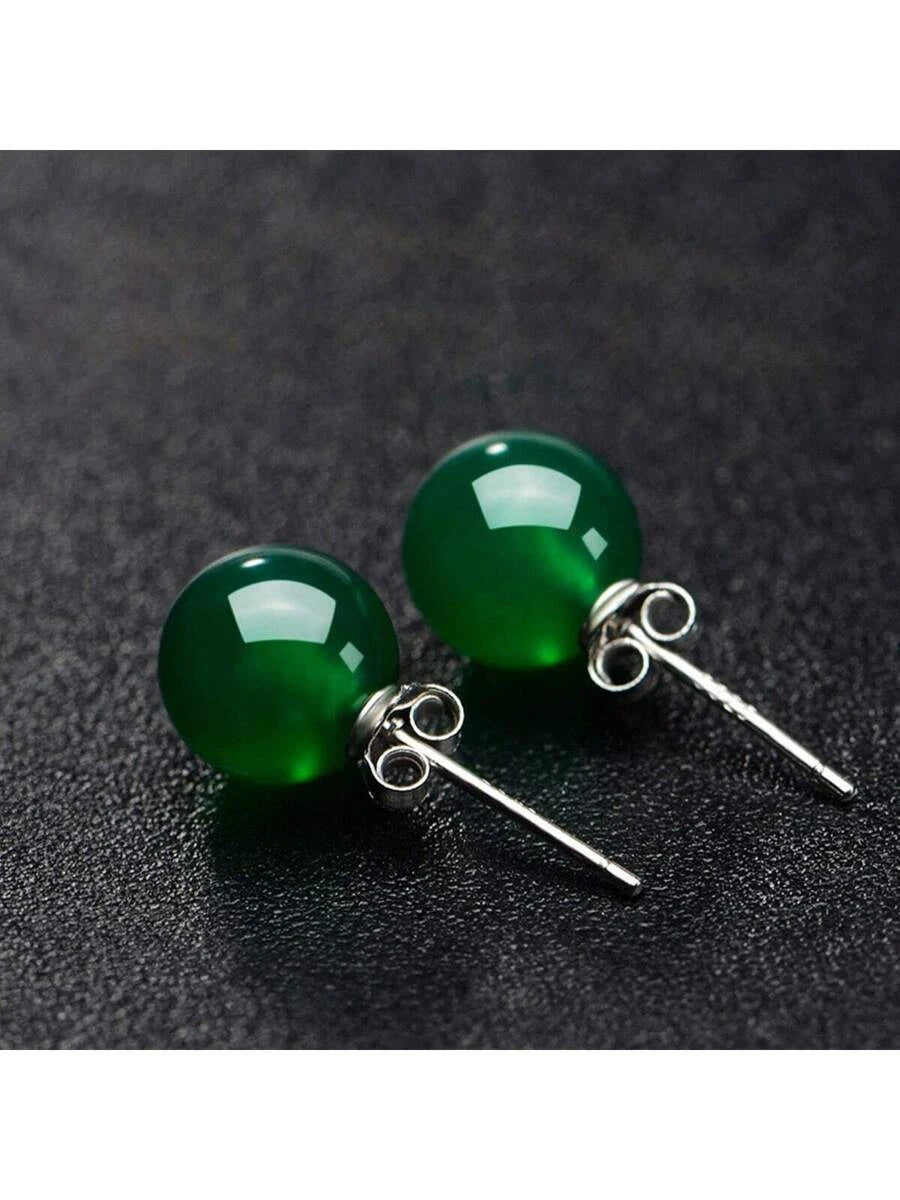 Minimalist Purple Stone Silver Stud Earrings