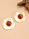 Vintage French Asymmetrical Geometric Gemstone Stud Earrings