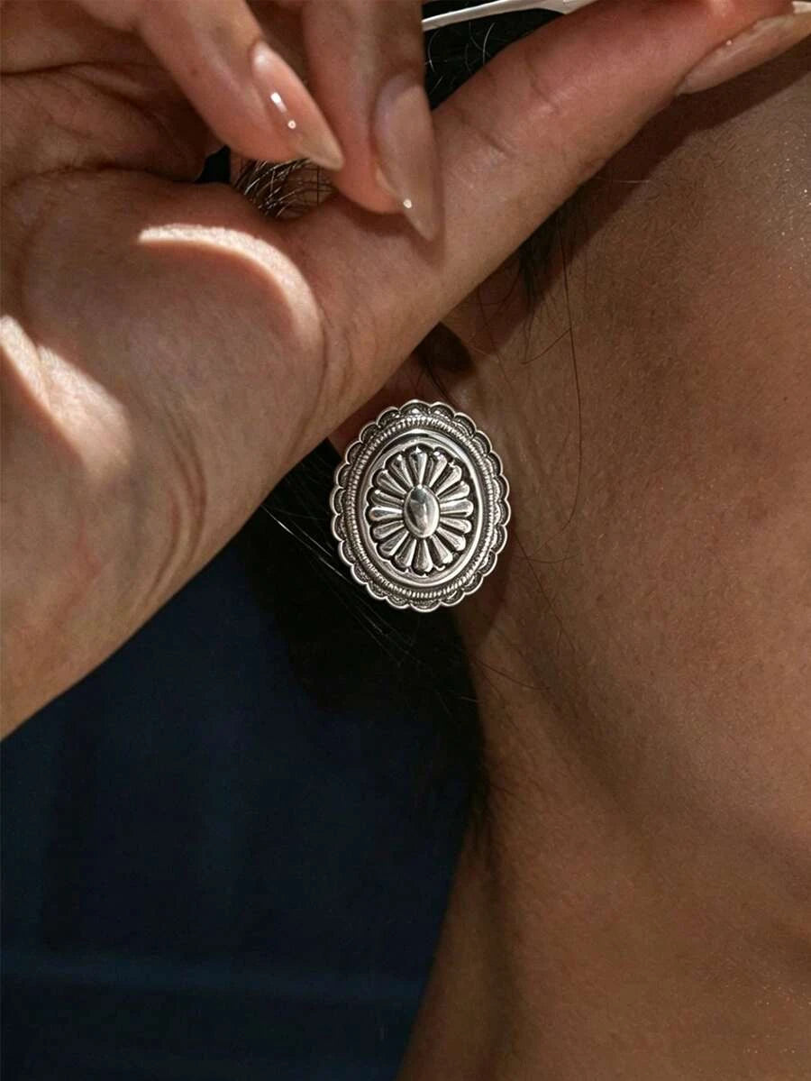 Vintage Carved Geometric Earrings