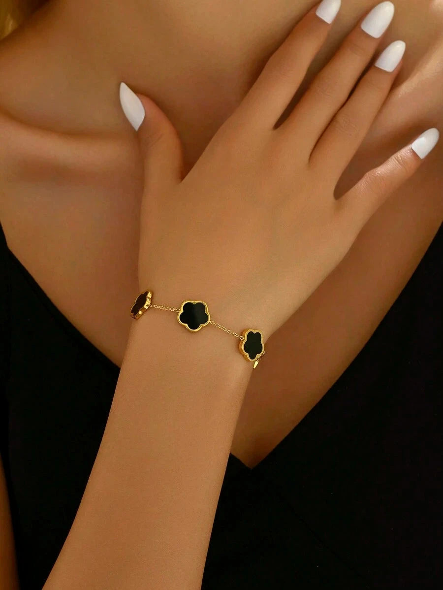 Gold Plated Stainless Steel Flower Bracelet