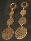 Gold Floral Vine Leaf Pendant Earrings