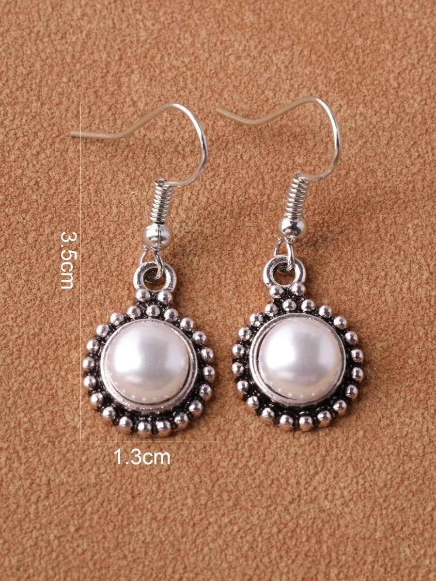 Vintage Silver Imitated Pearl Earrings
