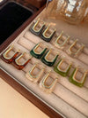 Retro U-Shaped Resin Hoop Earrings