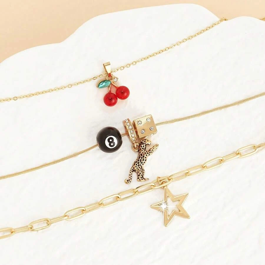 Leopard Print Pendant Necklace Set