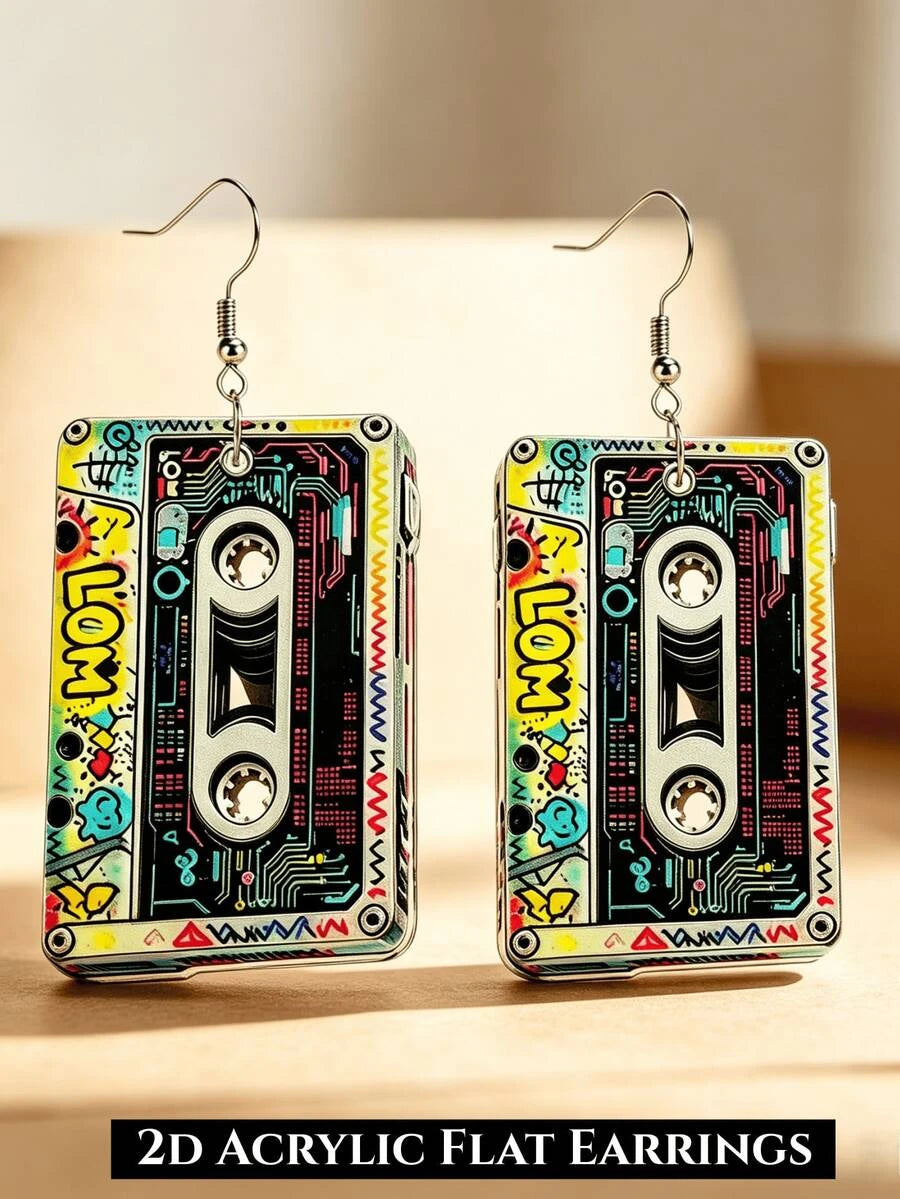 Retro Vinyl Record Drop Earrings