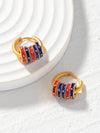 Colorful Enamel Geometric Hoop Earrings