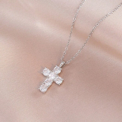 Gold Waterproof Stainless Steel Double Cross Necklace